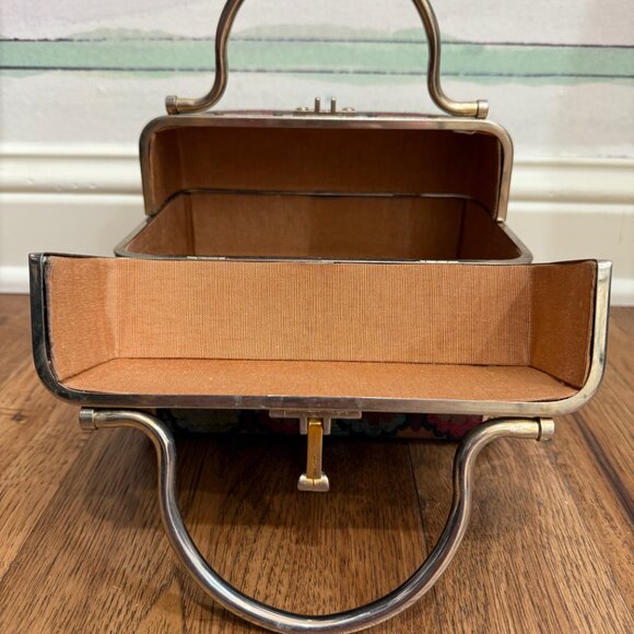 Vintage DELILL Mod Tapestry Train-Case/Box Purse Made in Italy, 1950s/1960s - Picture 7 of 10